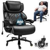 FANTAWESO Big & Tall 800 lb Executive Office Chair, High Back PU Leather Ergonomic Desk Chair with Inflatable Lumbar Support and Adjustable Height for Home Office