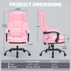 FANTAWESO Ergonomic Office Chair with Pocket Spring Cushion, Adjustable Lumbar Support, Fixed Arms, Comfortable Desk Chair for Home Office