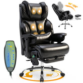 FANTAWESO 500LBS Big & Tall Office Chair with Footrest & Massage Lumbar Support