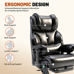 FANTAWESO 500LBS Big & Tall Office Chair with Footrest & Massage Lumbar Support