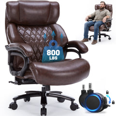 FANTAWESO Big and Tall 800LBS Heavy Duty Wide Seat High Back PU Leather Office Gaming Chair with Adjustable Height & Removable Footrest