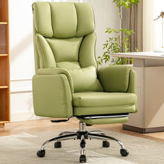 Big and Tall Office Chair, High Back Executive PU Leather Desk Chair with Footrest, Ergonomic Home Office Chair Computer Chair with Lumbar Support & Padded Armrest, Avocado Green